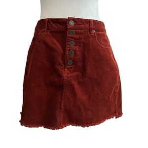 ♥️ Indigo rein corduroy skirt button up wine size 9/28